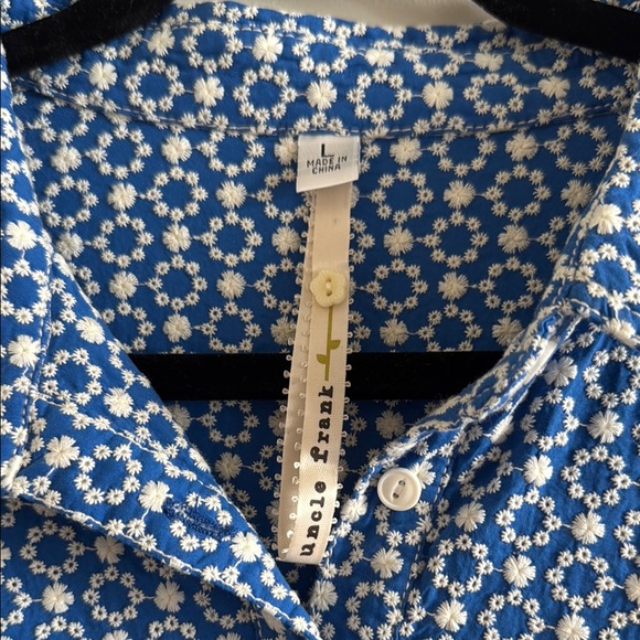 Uncle Frank Blue and White Notched Collar Shirt Dress - Picture 2 of 5